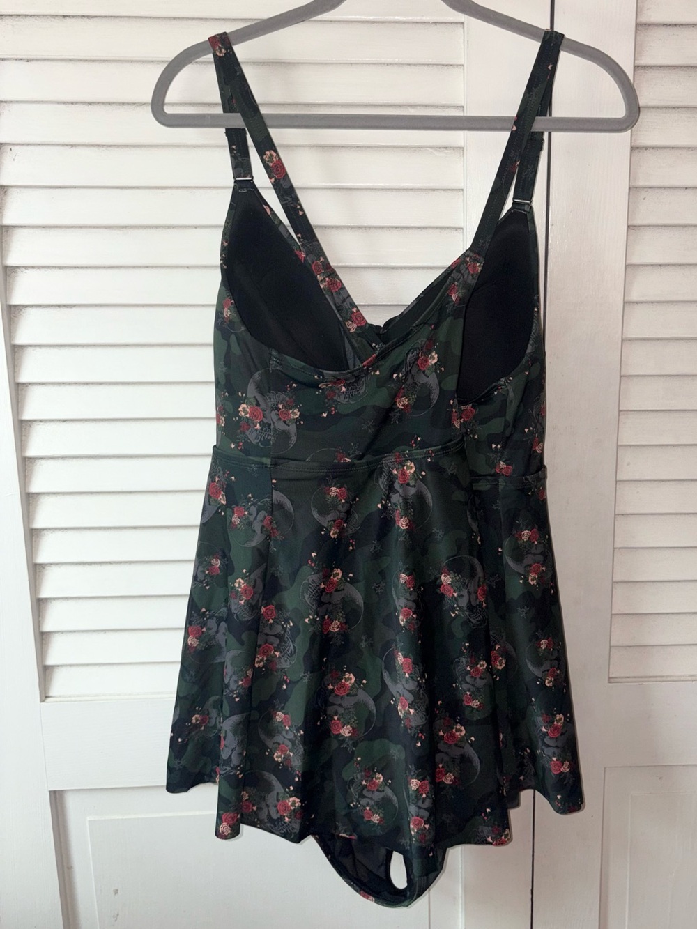Torrid Skull Camo Floral Babydoll One Piece Swimsuit 3X D/DD Wire Free - Picture 5 of 6